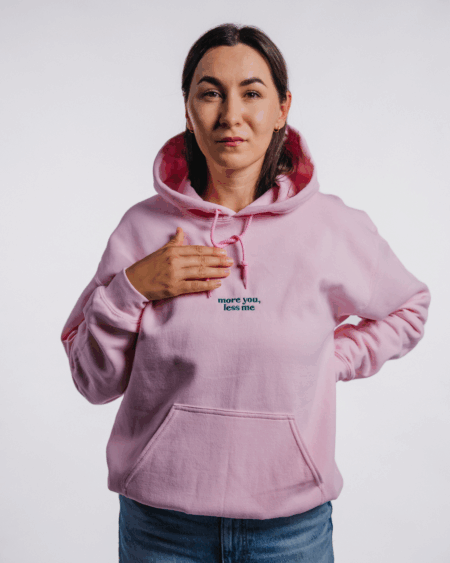 More you, less me | mikina unisex ružová