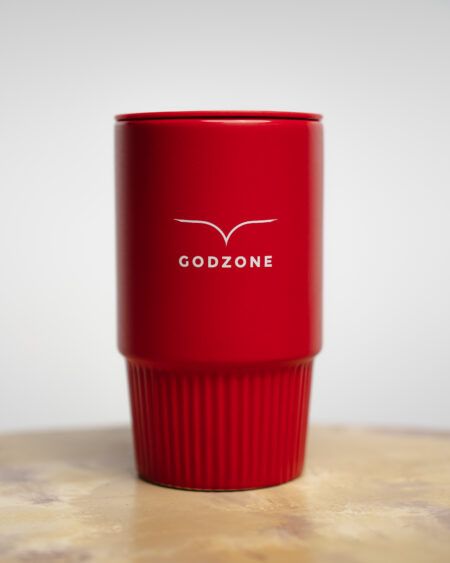 Keramický pohár s uškom | GODZONE ČERVENÝ – 420 ml