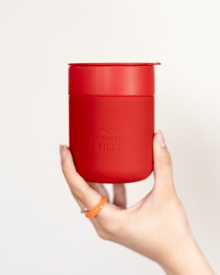 Keramický keepcup | STAY THIRSTY ČERVENÝ – 300 ml